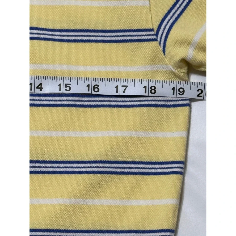 Polo Ralph Lauren Mens S Yellow Blue Striped Cotton Mesh Polo Shirt